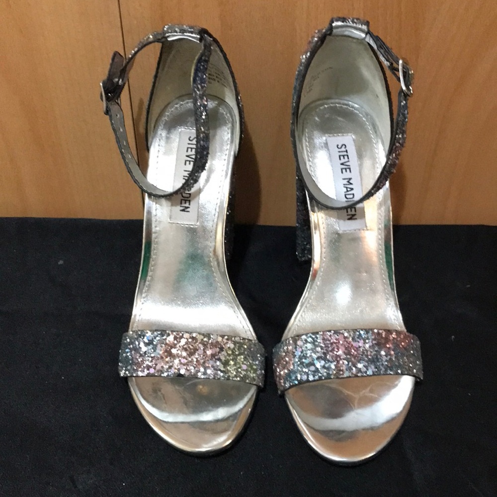 Steve Madden glitter ankle heels